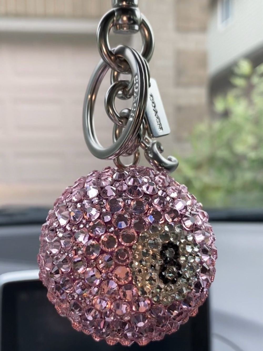 Coach Pink Bedazzled 8 Ball Purse Charm